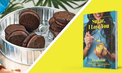 Crunchy Chocolate Sandwich Biscuits next to Sugar I Love You book