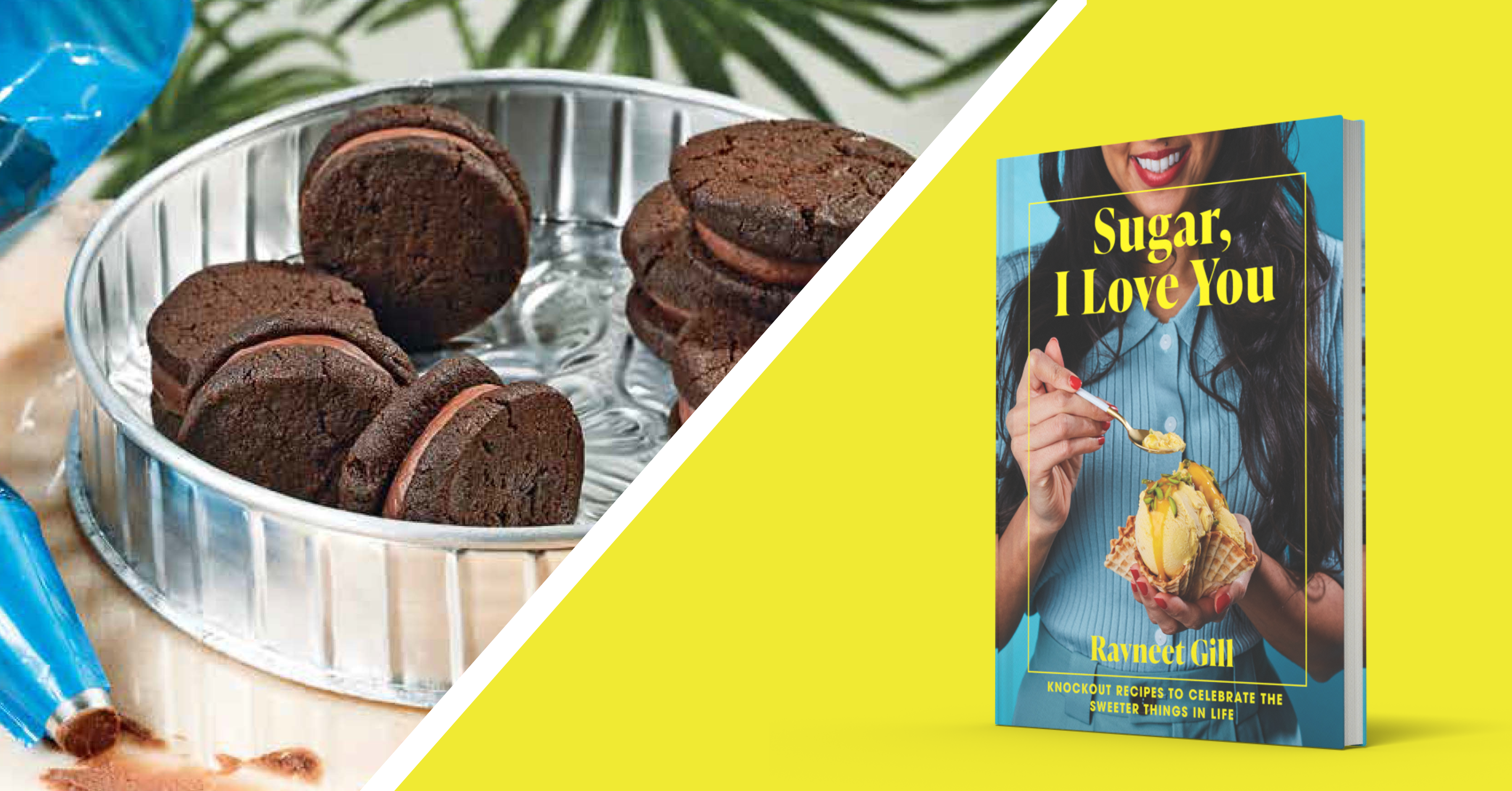 Crunchy Chocolate Sandwich Biscuits next to Sugar I Love You book